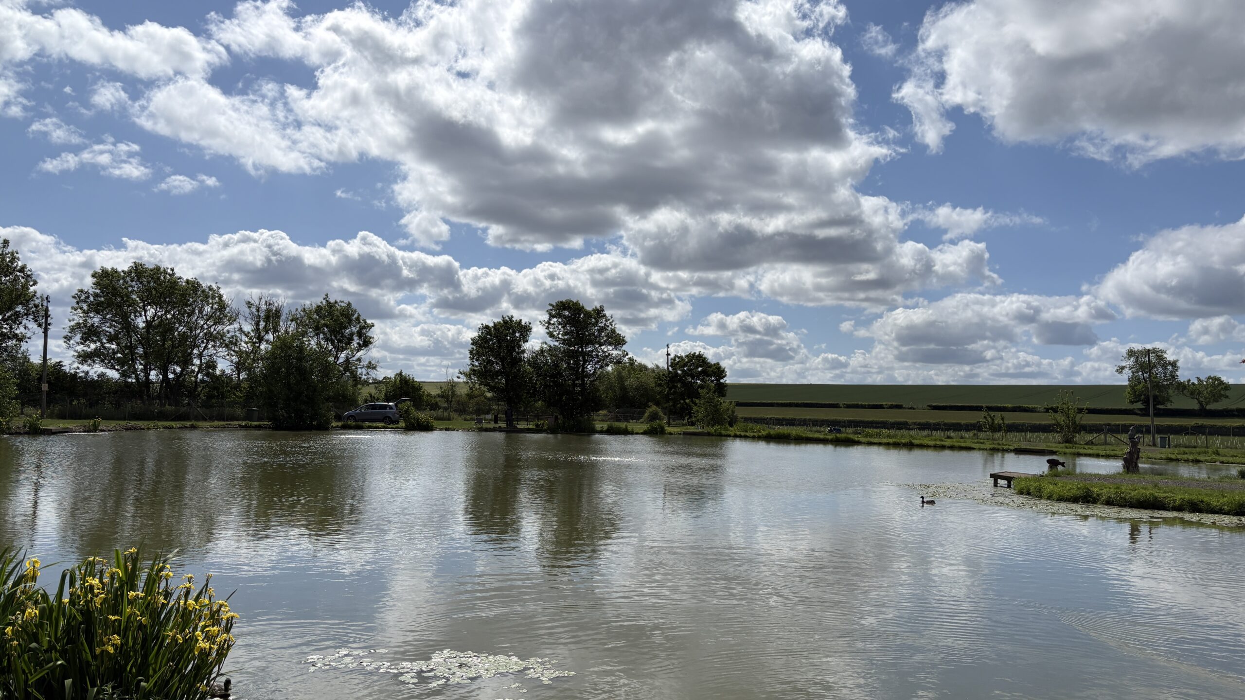 View across the lake County Durham Motorhome Pitches